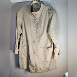 Brem Rainware Beige Button Down Rain Cotton Blend Mid Length VintageJacket Sz 16
